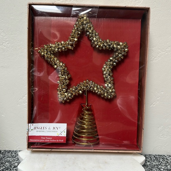 NIB Jingles & Joy Tree Topper Gold Tone - Picture 1 of 4